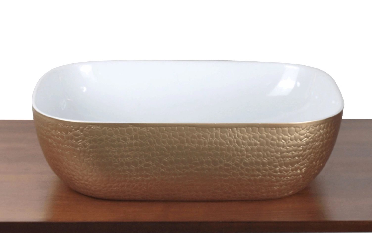 cuba de apoio em resina para banheiro branco dourado mazzu moveis